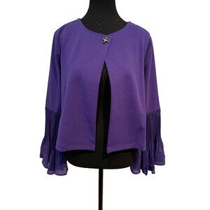 NWT Antthony Originals Purple Ruffle‑Sleeve Cape Jacket M Flowy Open‑Front